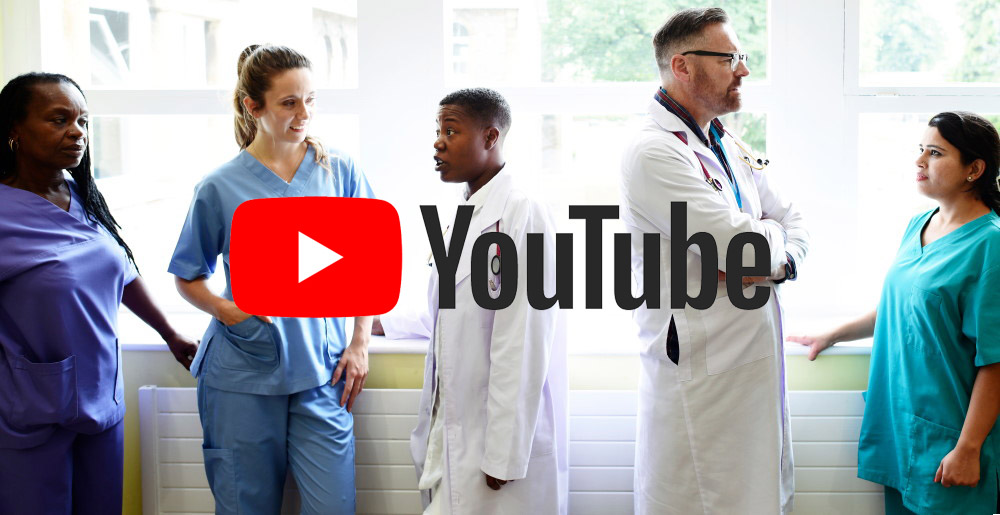 Image of a clinicians and a YouTube logo